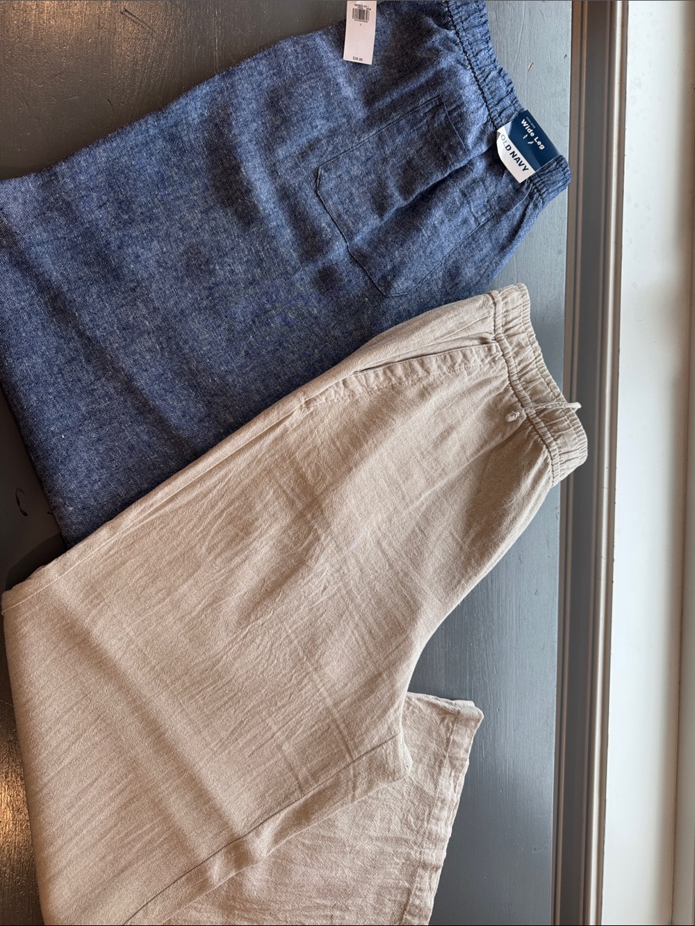 Old Navy Wide-Leg Pants, 2 Pair in Navy and Beige
